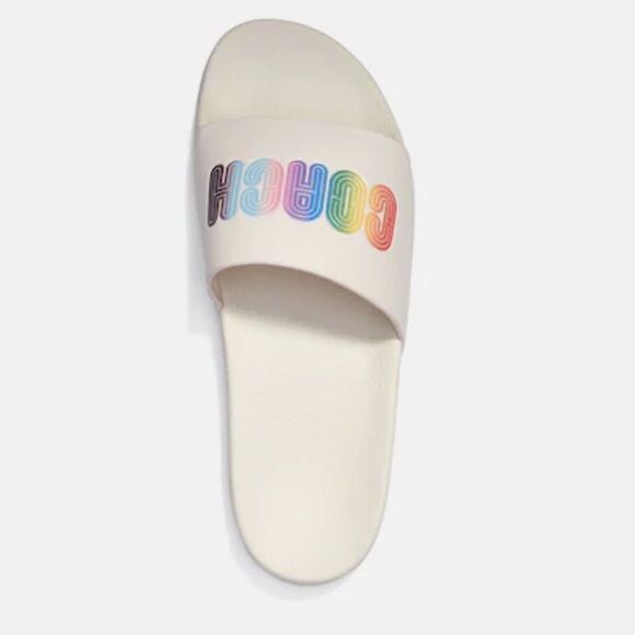 Coach Pride rainbow slides NWT